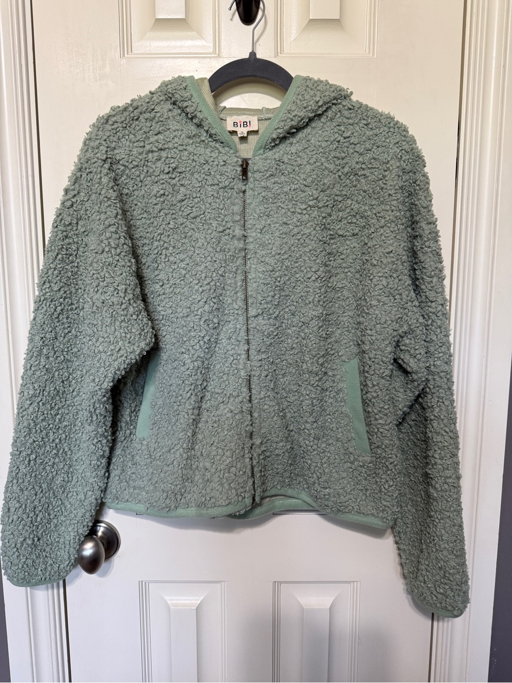BiBi Mint Sherpa Zip Hoodie Jacket